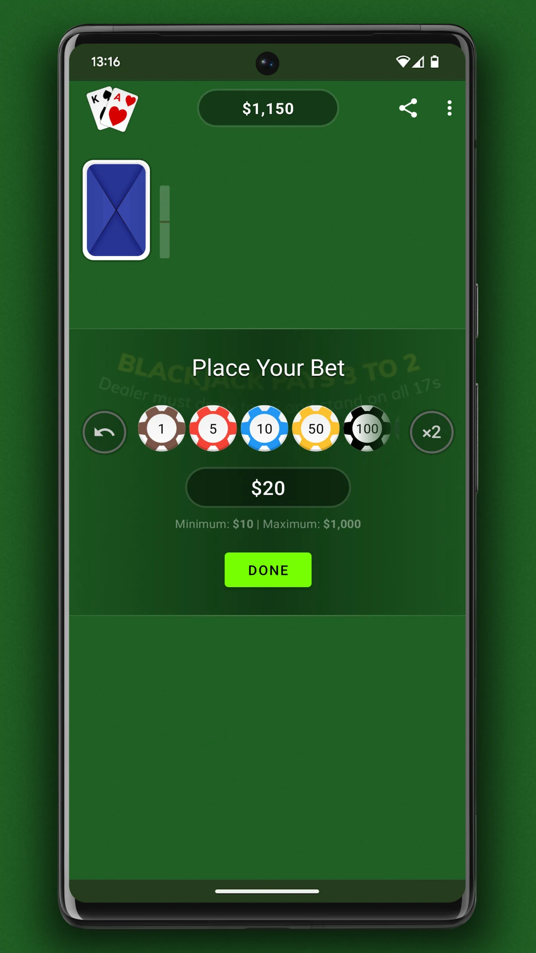 Blackjack screenshot